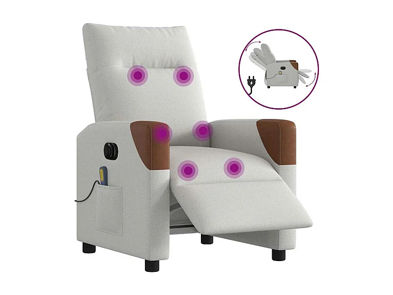 Fauteuil de massage inclinable électrique gris nuage tissu