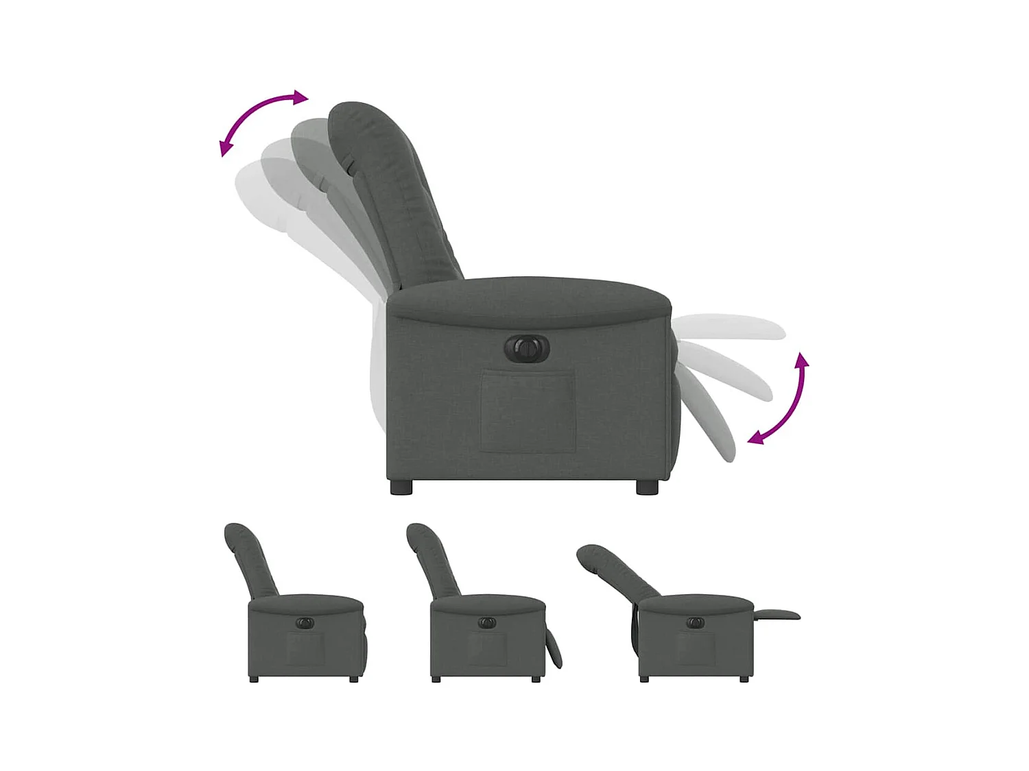 Fauteuil inclinable électrique Gris foncé Tissu