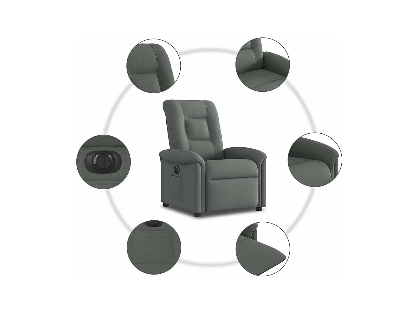 Fauteuil inclinable électrique Gris foncé Tissu