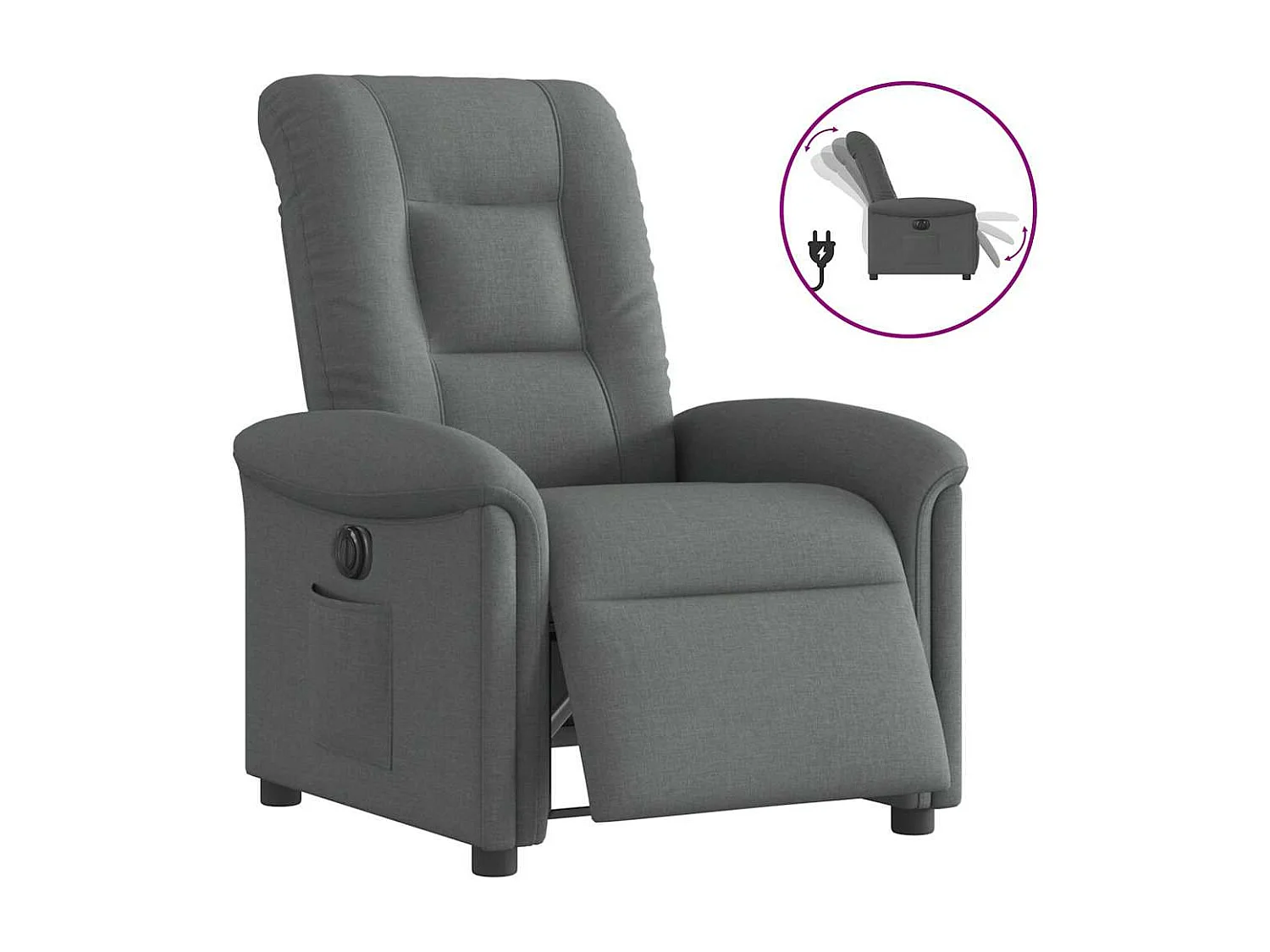 Fauteuil inclinable électrique Gris foncé Tissu