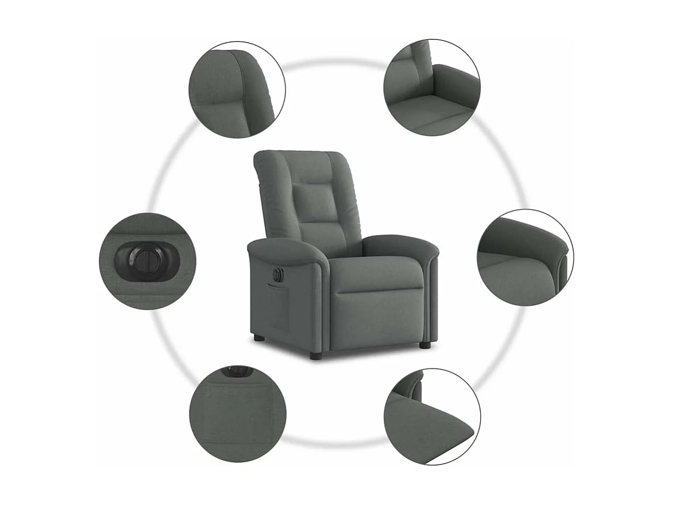 Fauteuil inclinable électrique Gris foncé Tissu