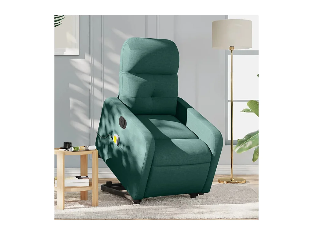 Fauteuil inclinable de massage électrique Vert foncé Tissu