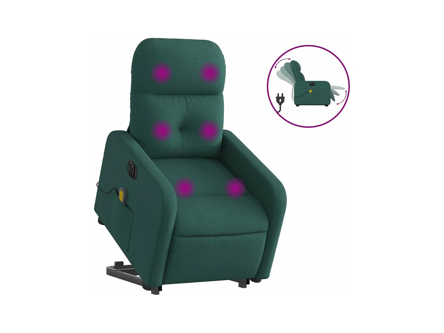 Fauteuil inclinable de massage électrique Vert foncé Tissu