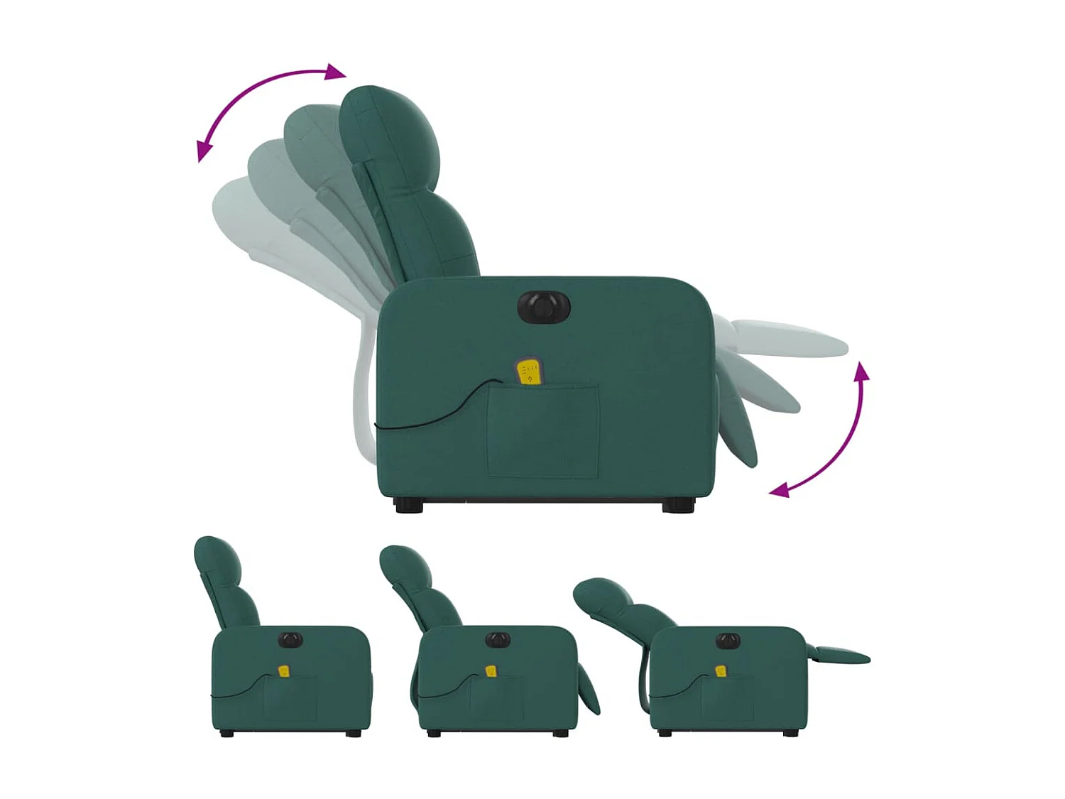 Fauteuil inclinable de massage électrique Vert foncé Tissu