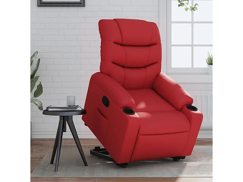 Rode kunstleren elektrische relaxfauteuil