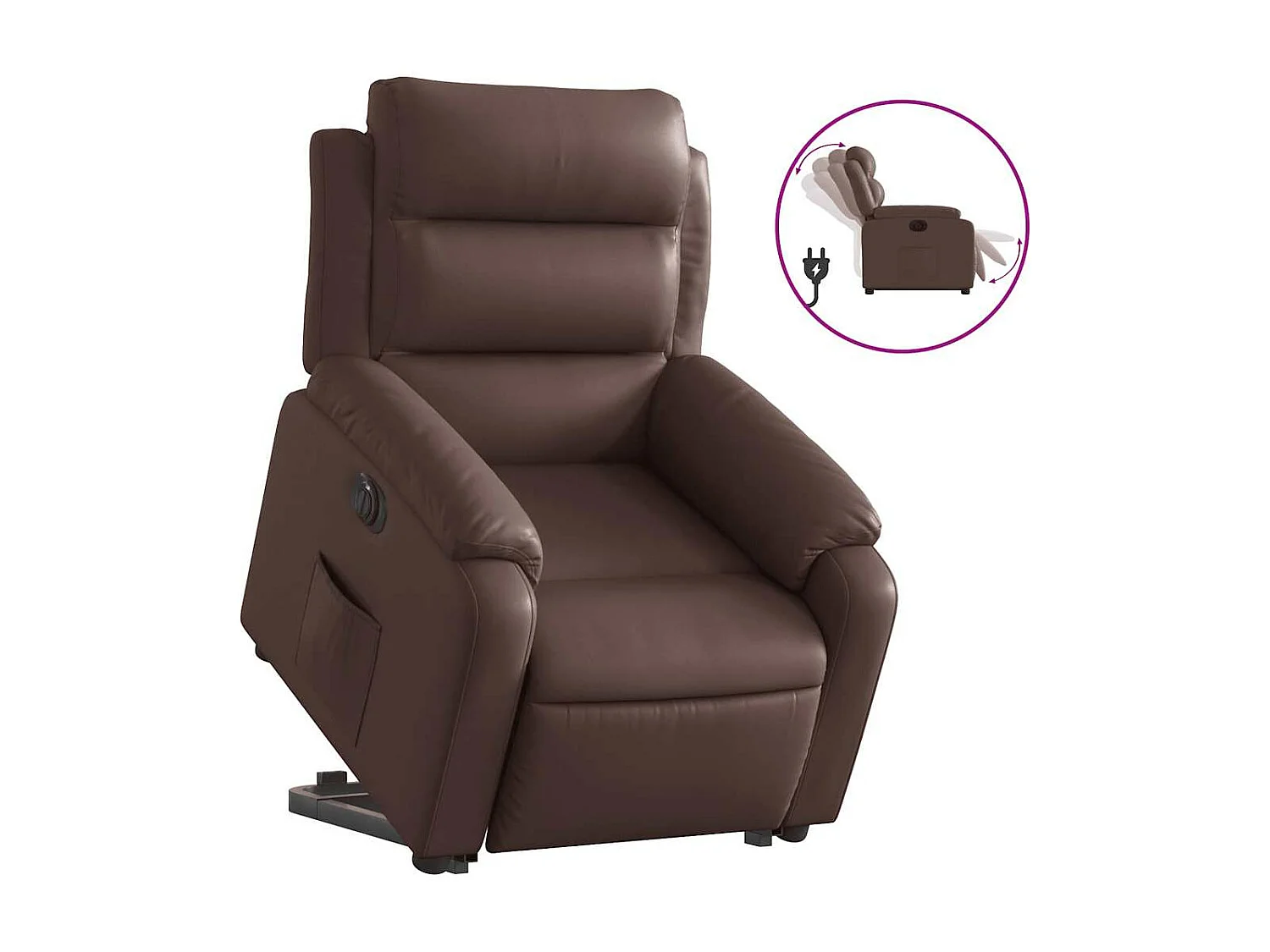 Fauteuil inclinable électrique marron similicuir