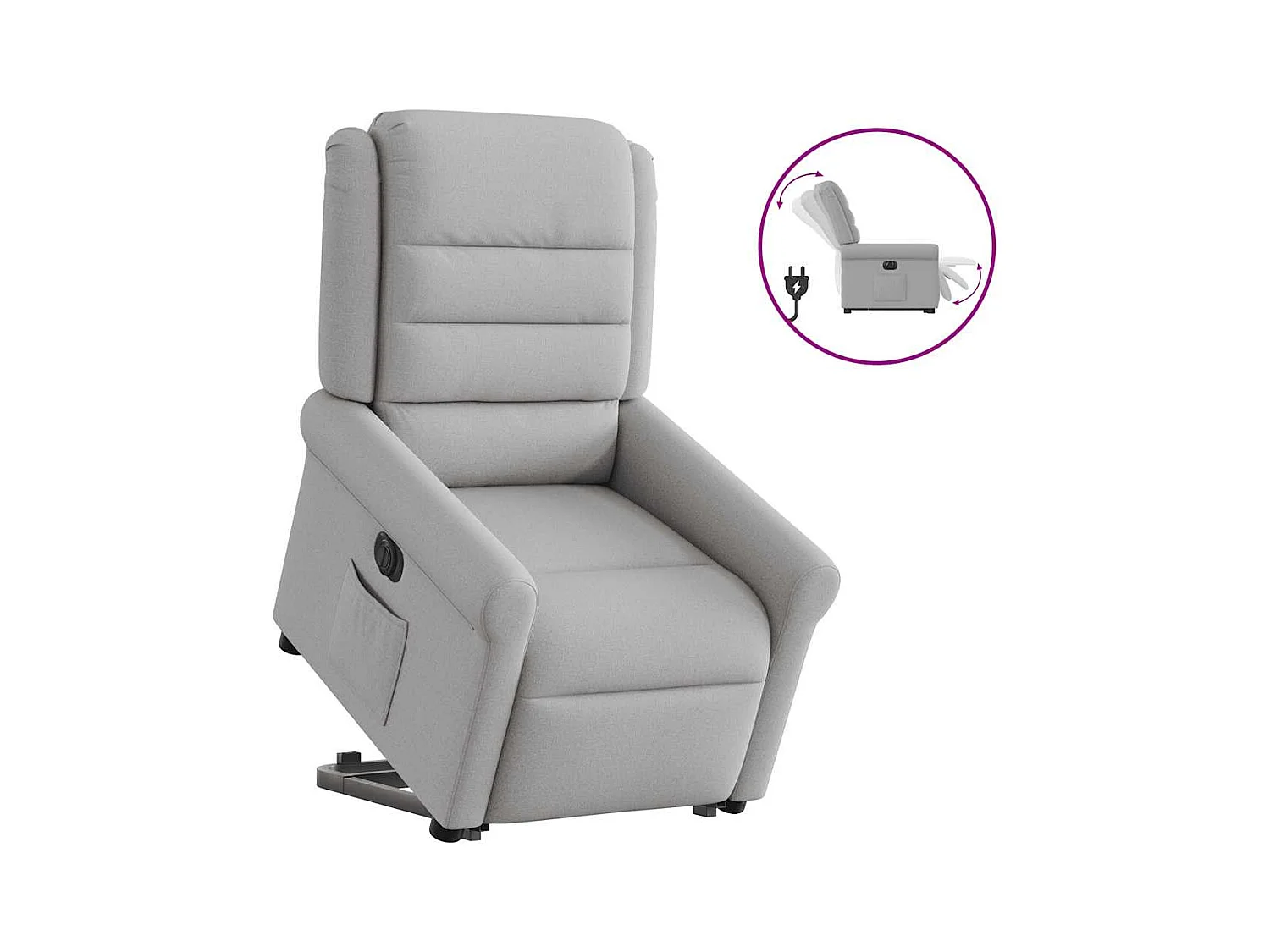 Fauteuil inclinable électrique gris nuage tissu