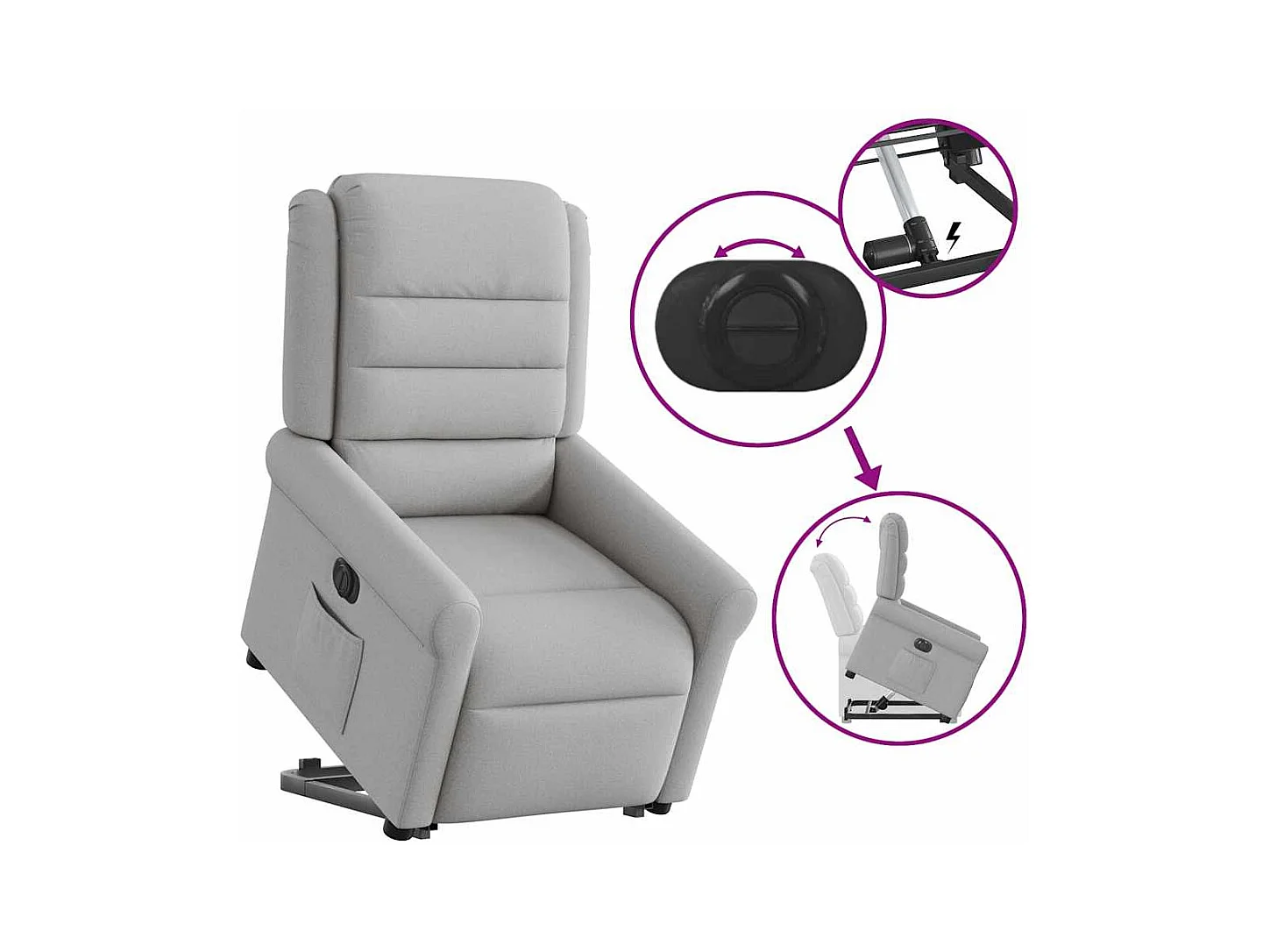 Fauteuil inclinable électrique gris nuage tissu