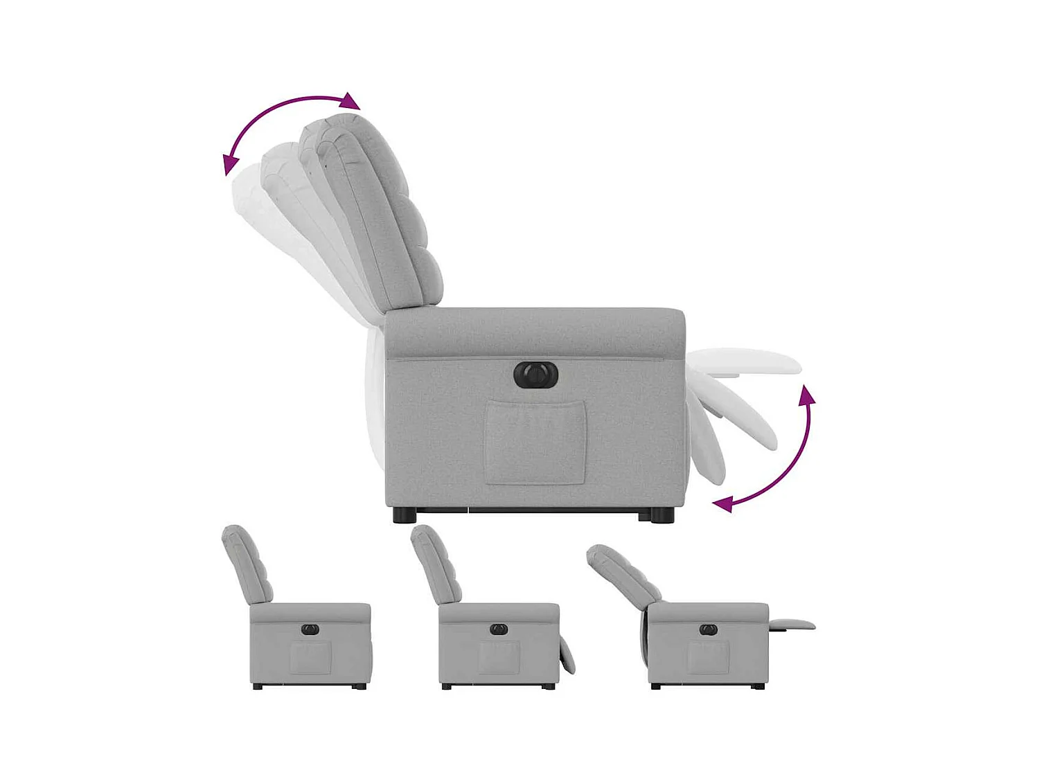 Fauteuil inclinable électrique gris nuage tissu