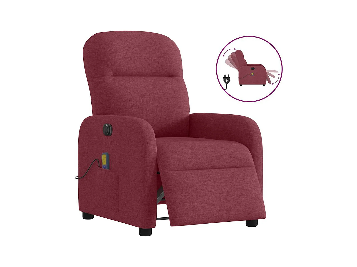 Fauteuil de massage inclinable électrique Rouge bordeaux Tissu