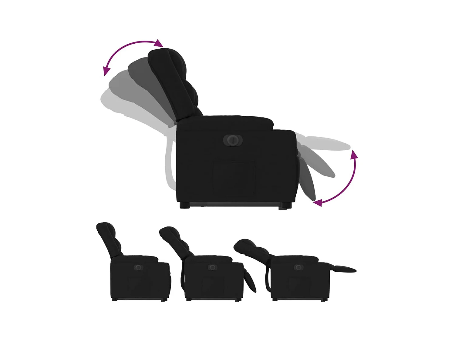 Fauteuil inclinable électrique noir tissu