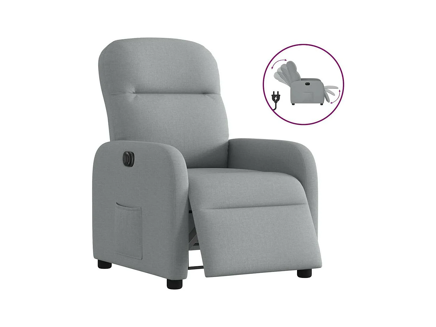 Fauteuil inclinable électrique Gris clair Tissu