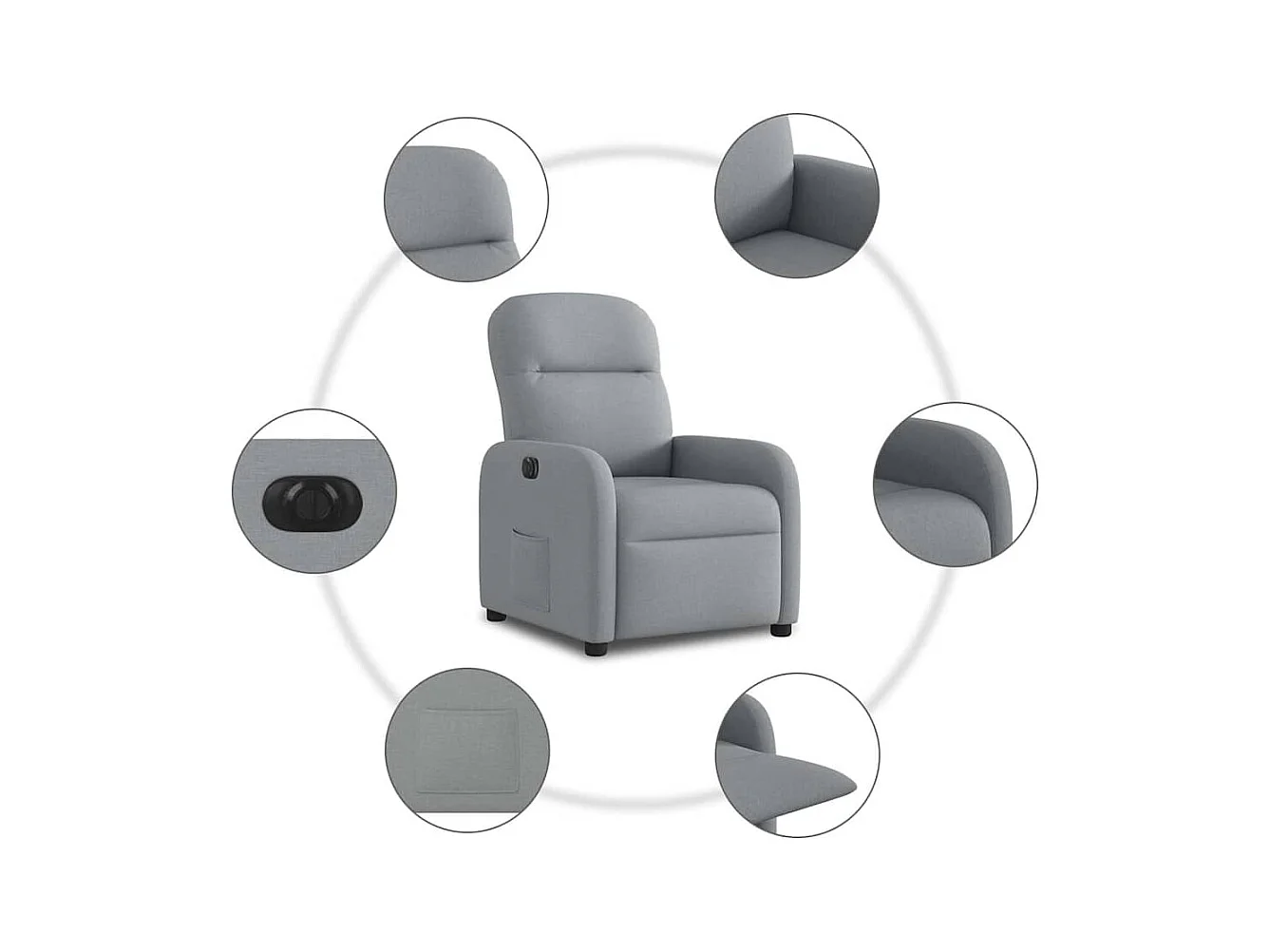 Fauteuil inclinable électrique Gris clair Tissu