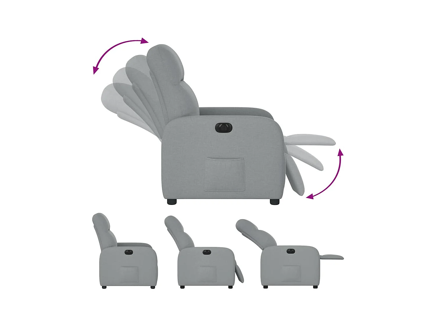 Fauteuil inclinable électrique Gris clair Tissu