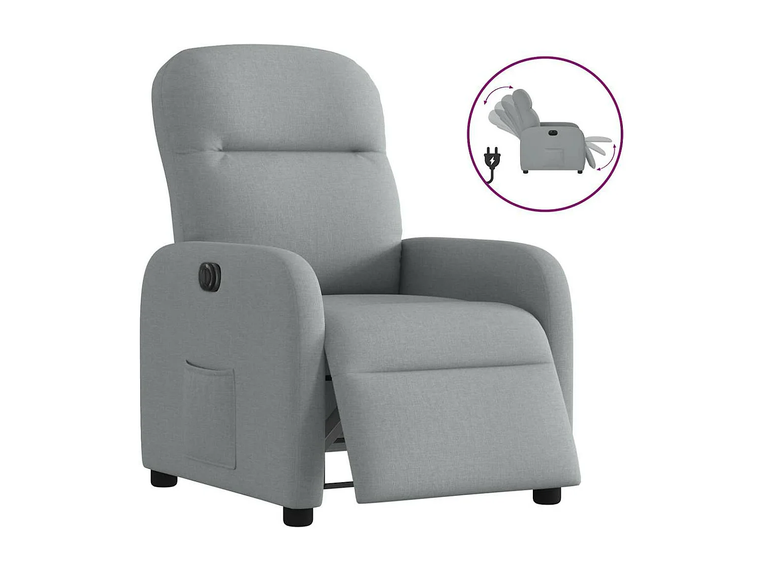 Fauteuil inclinable électrique Gris clair Tissu