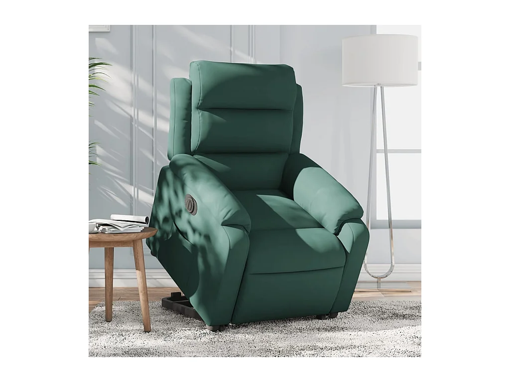 Poltrona reclinabile elettrica in velluto verde scuro
