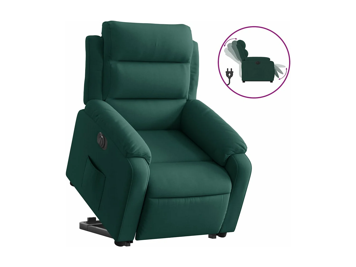Fauteuil inclinable électrique vert foncé velours