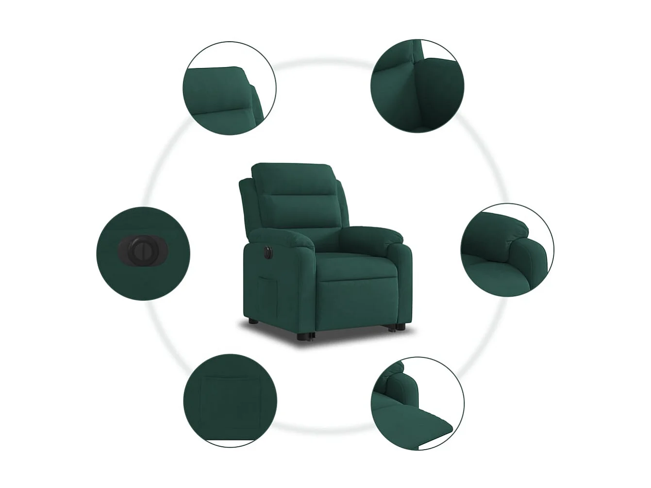 Fauteuil inclinable électrique vert foncé velours