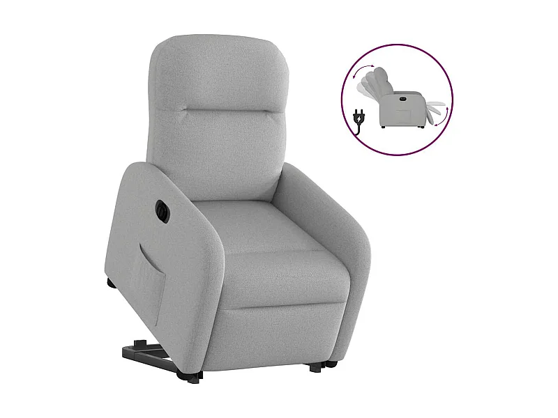 Poltrona reclinável elétrica de tecido cinza nuvem