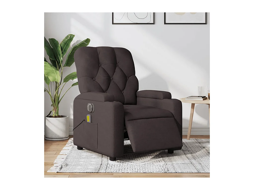 Fauteuil de massage inclinable électrique Marron foncé Tissu