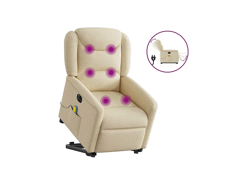 Sillón reclinable de masaje eléctrico de tela color crema