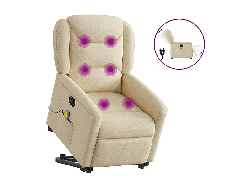 Fauteuil inclinable de massage électrique Crème Tissu