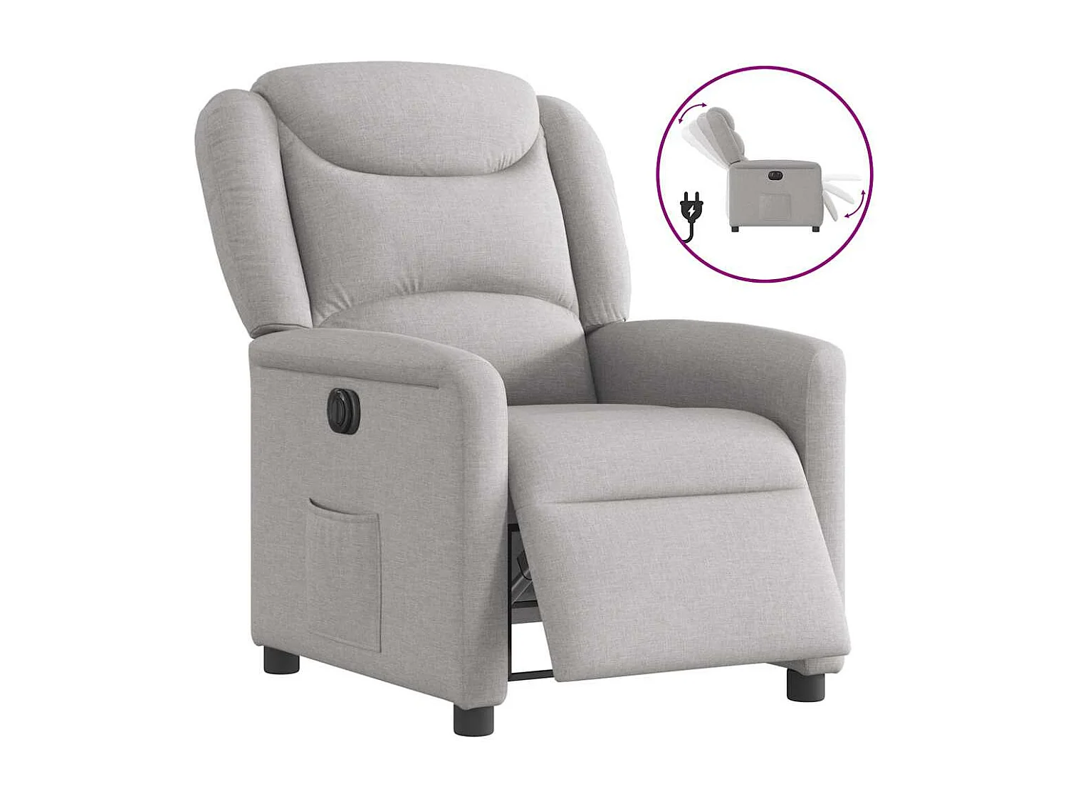 Fauteuil inclinable électrique gris nuage tissu