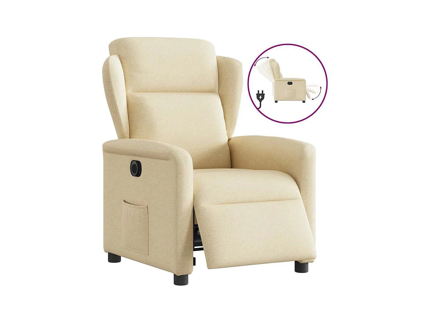 Poltrona reclinabile elettrica in tessuto crema