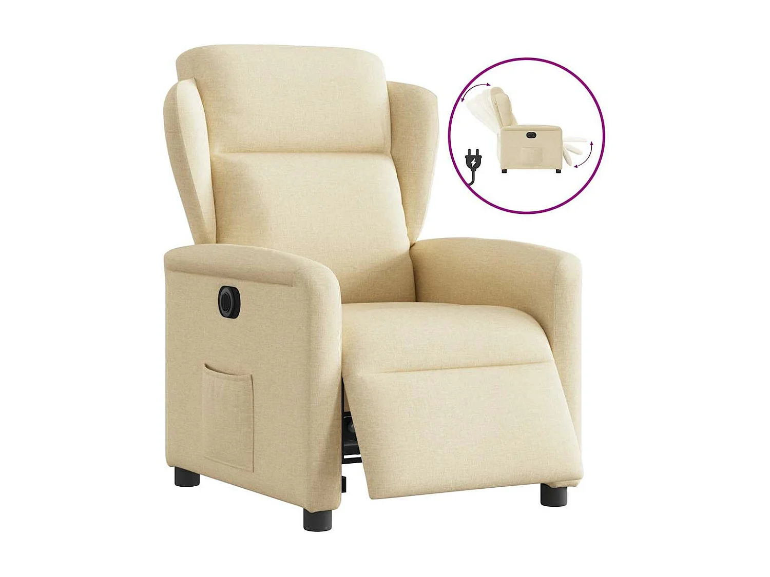 Poltrona reclinabile elettrica in tessuto crema