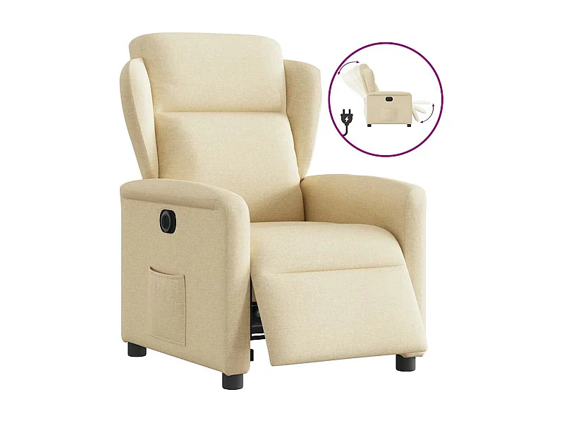 Poltrona reclinabile elettrica in tessuto crema