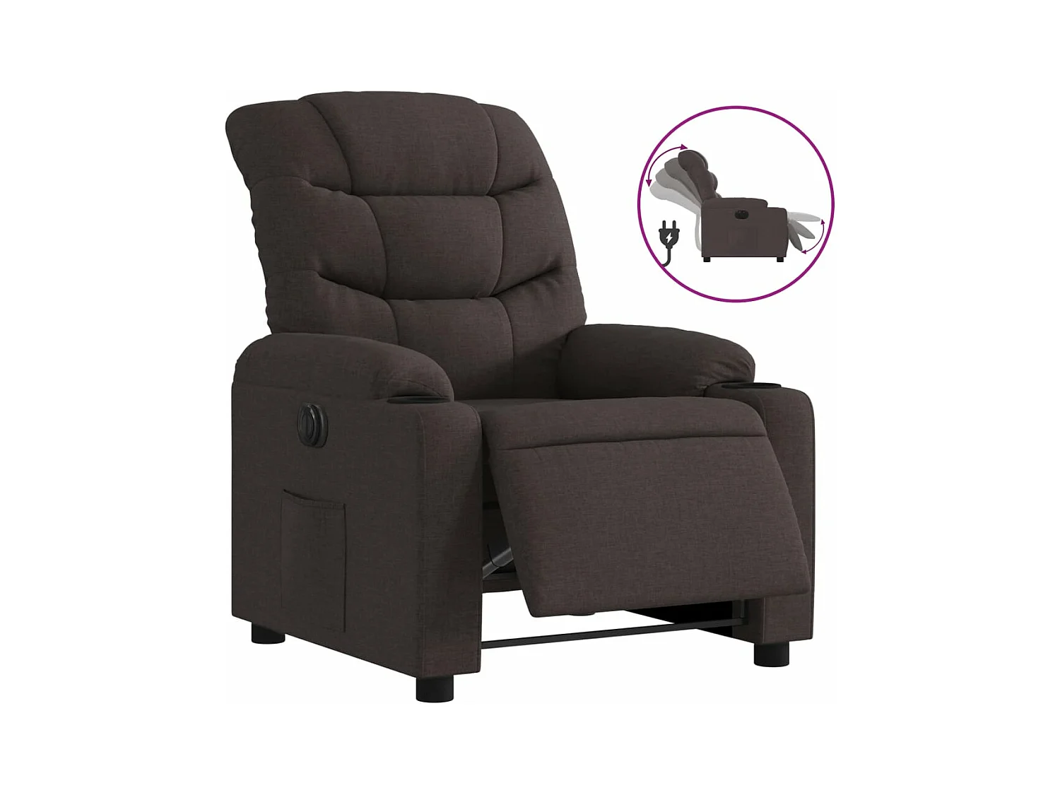 Fauteuil inclinable électrique Marron foncé Tissu