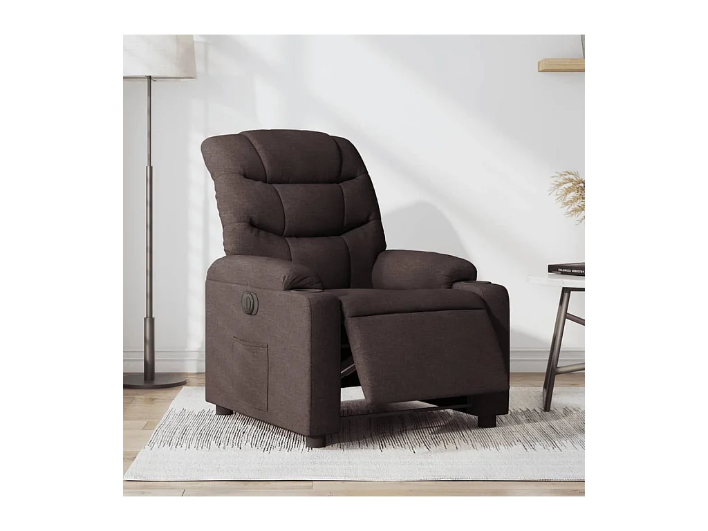 Fauteuil inclinable électrique Marron foncé Tissu