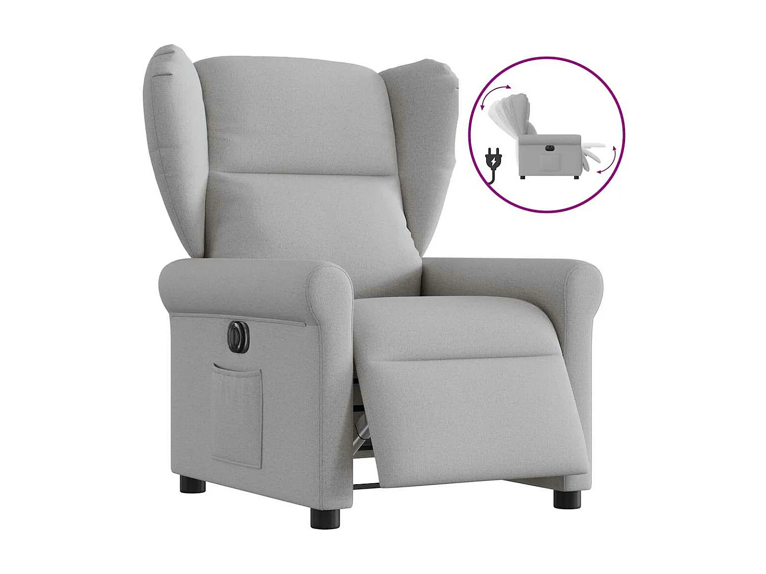 Fauteuil inclinable électrique gris nuage tissu