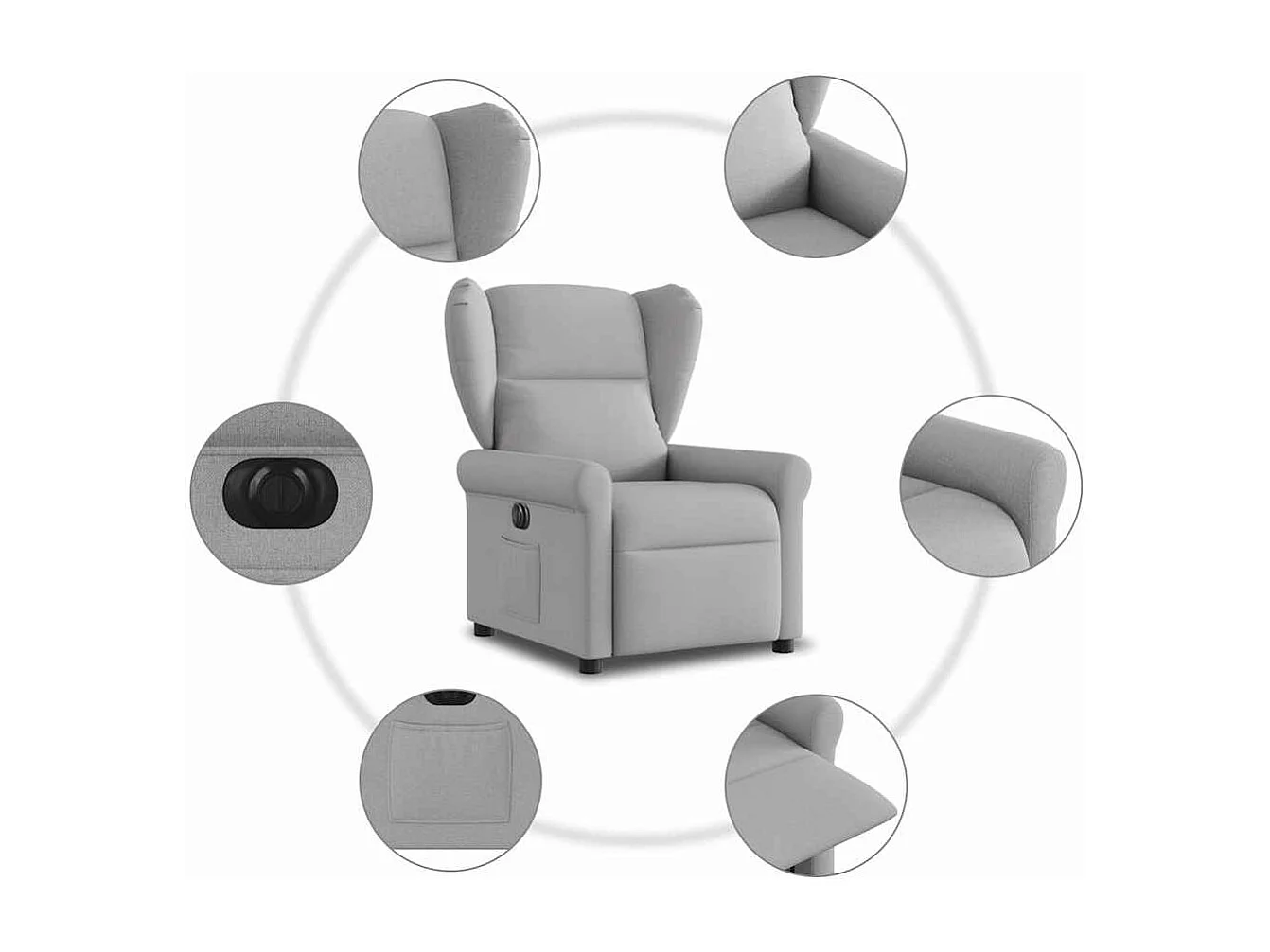 Fauteuil inclinable électrique gris nuage tissu