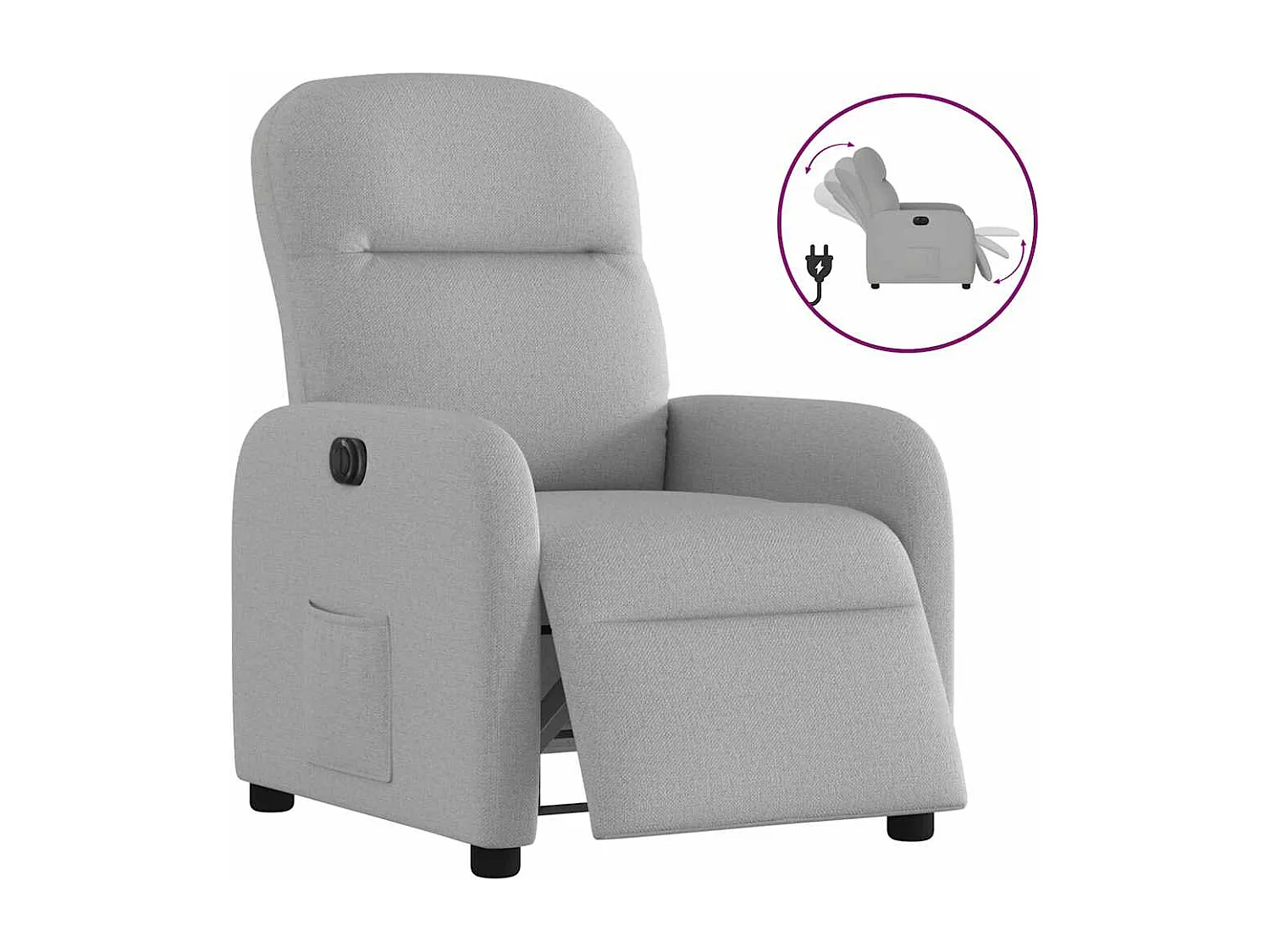 Fauteuil inclinable électrique gris nuage tissu