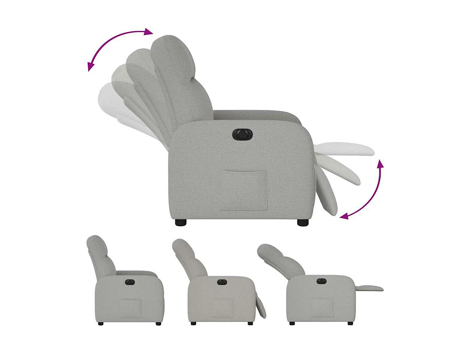 Fauteuil inclinable électrique gris nuage tissu