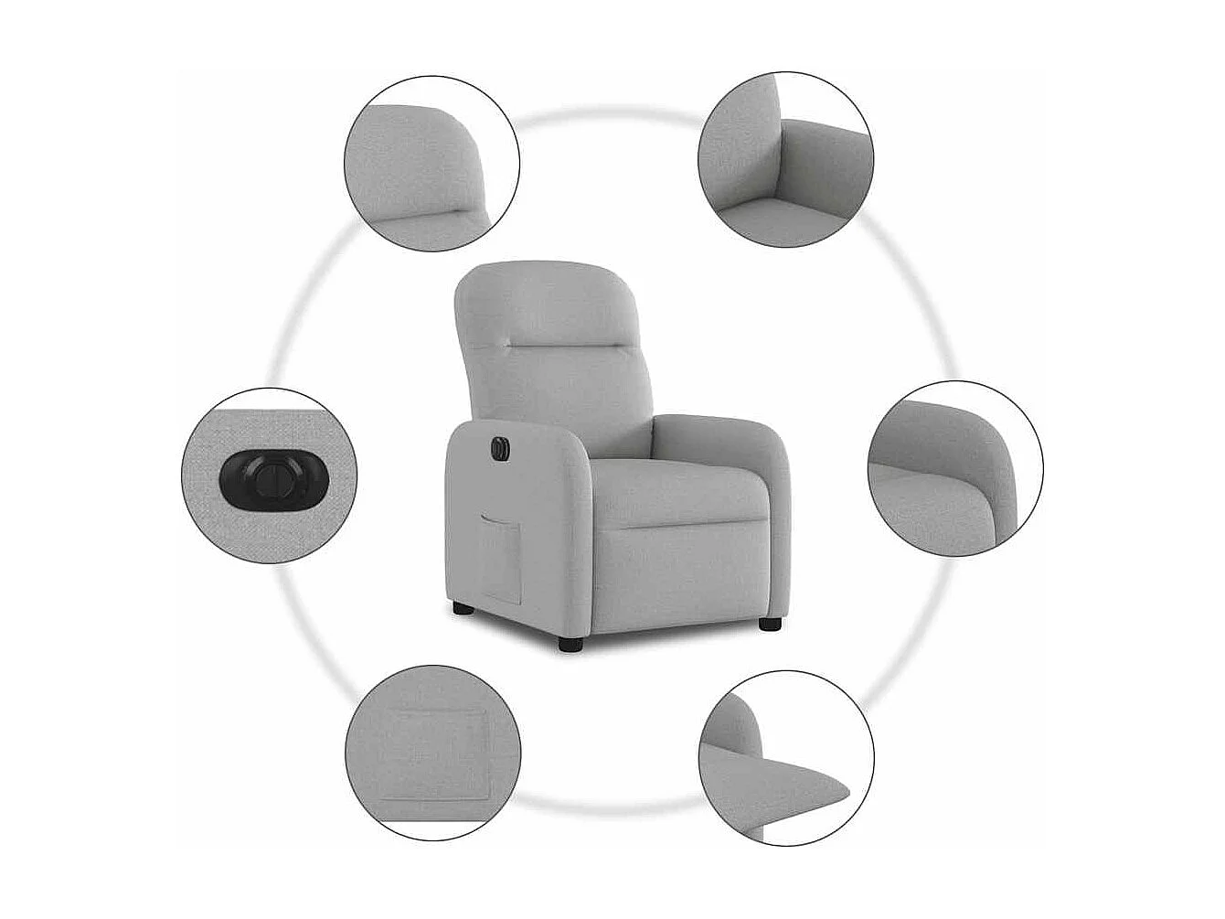 Fauteuil inclinable électrique gris nuage tissu