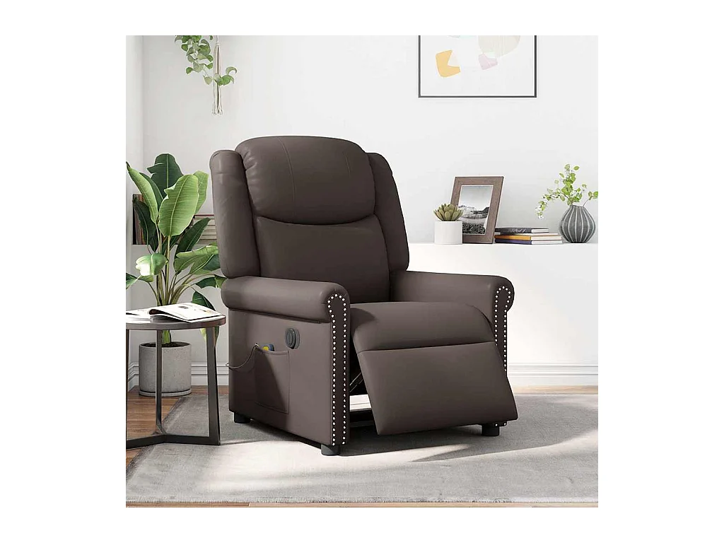Fauteuil de massage inclinable électrique marron brillant