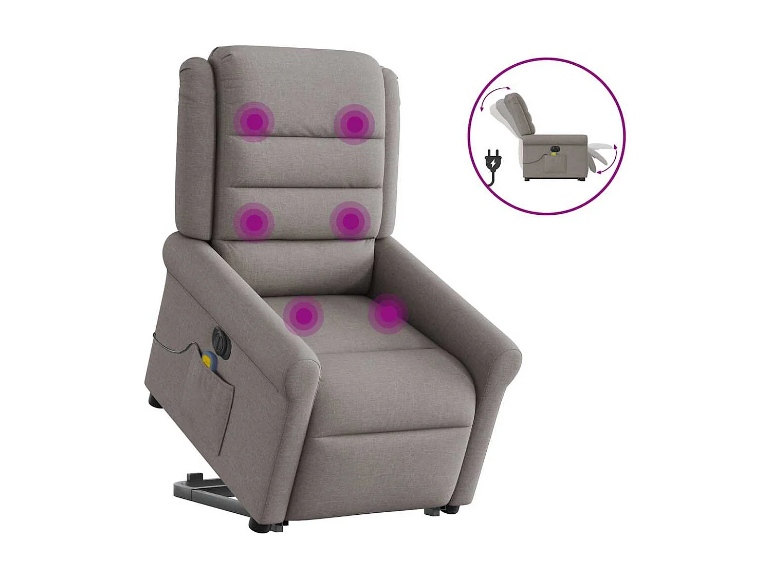 Fauteuil inclinable de massage électrique Taupe Tissu