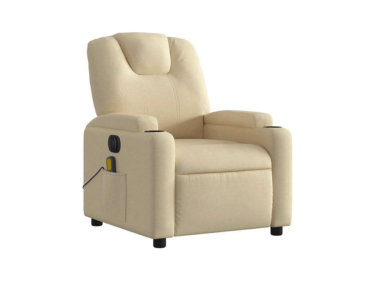 Fauteuil inclinable de massage électrique crème tissu
