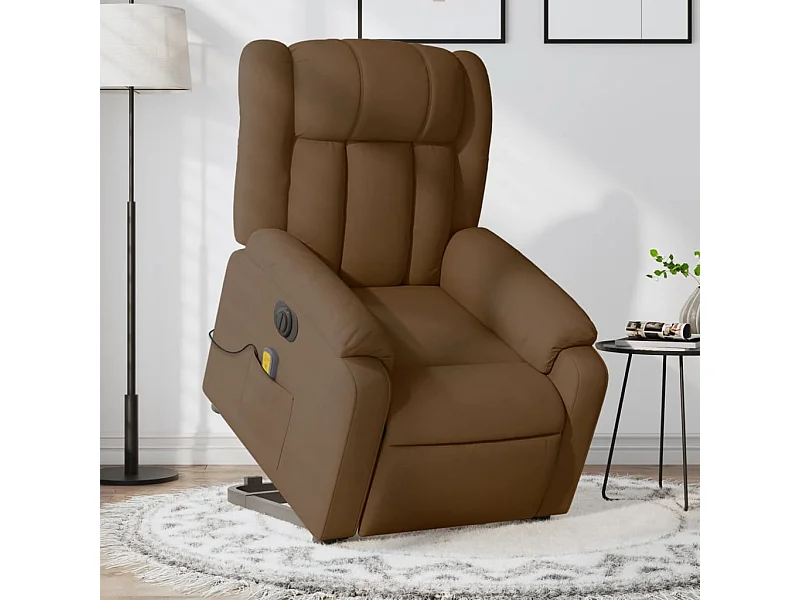 Fauteuil inclinable de massage électrique Marron Tissu