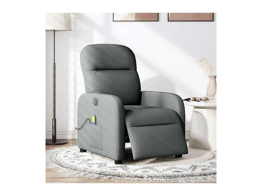 Fauteuil inclinable de massage électrique gris foncé tissu