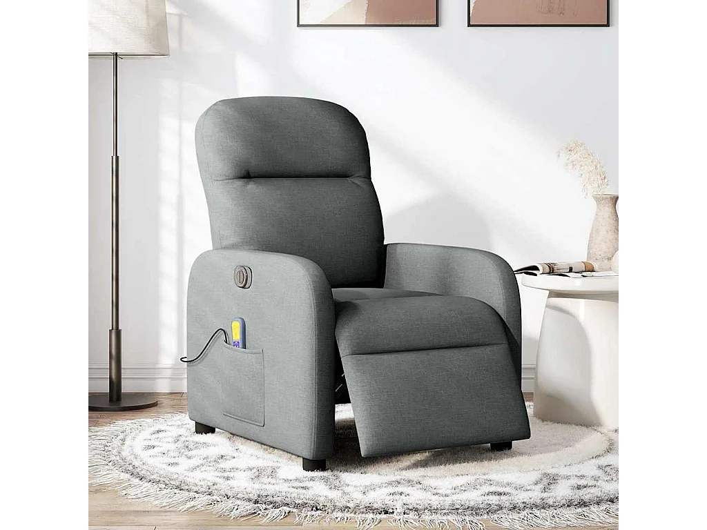 Fauteuil inclinable de massage électrique gris foncé tissu
