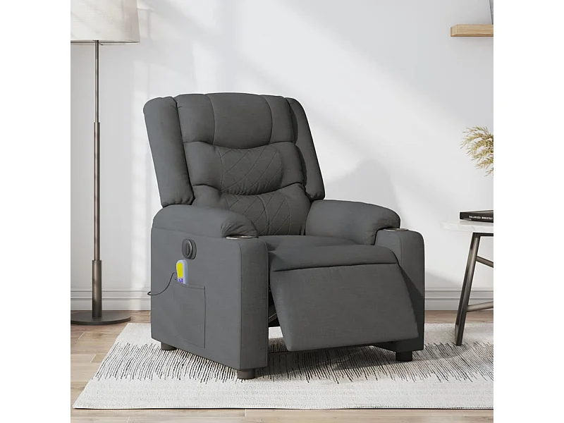 Fauteuil inclinable de massage électrique gris foncé tissu