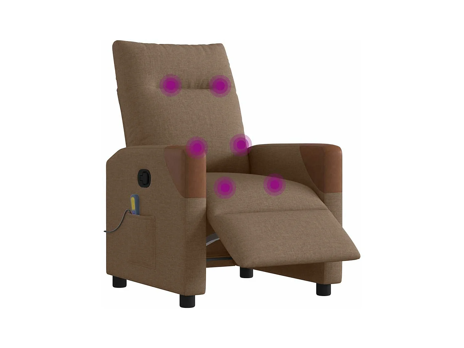 Sillón reclinable de masaje eléctrico de tela marrón