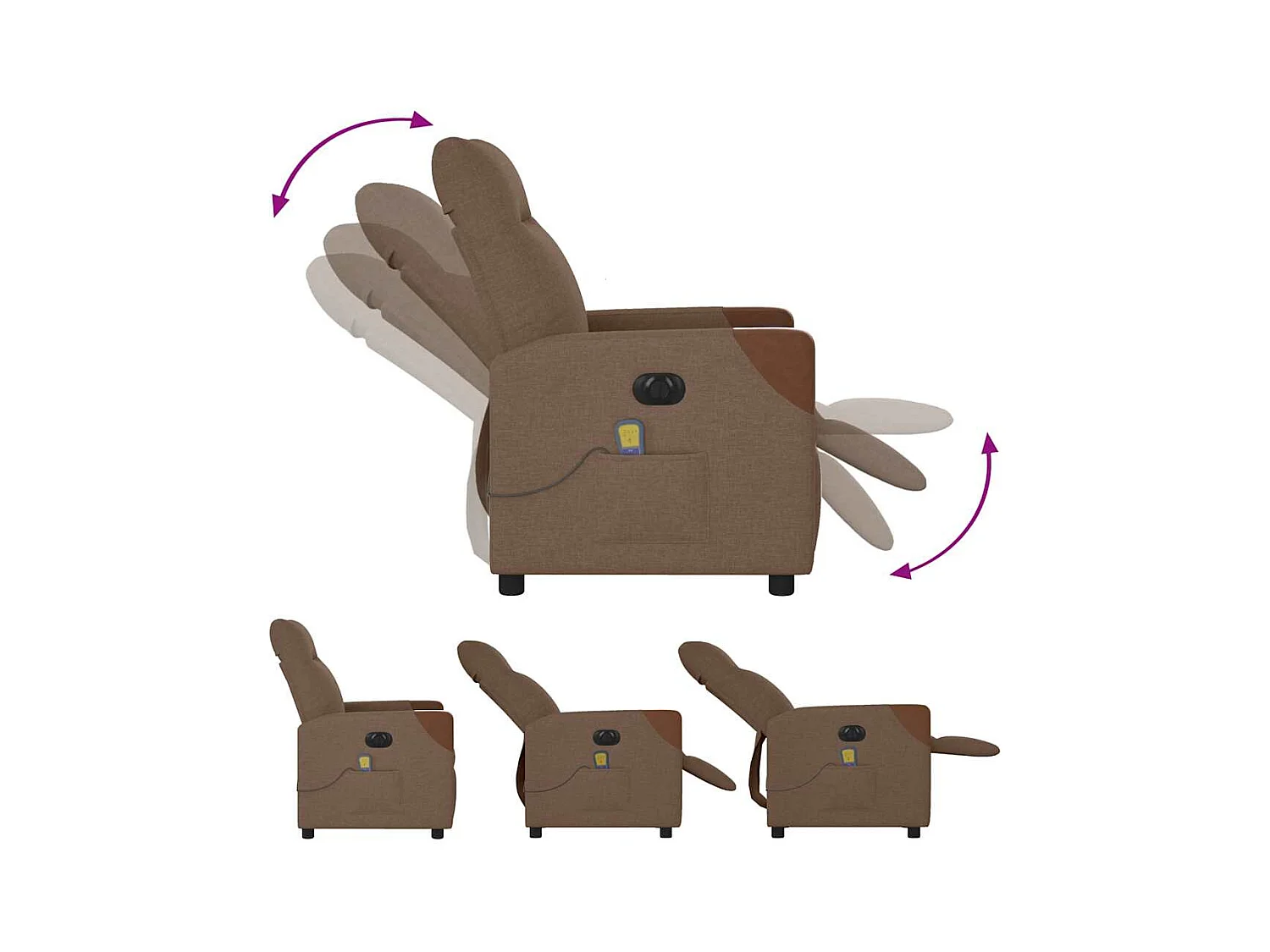 Sillón reclinable de masaje eléctrico de tela marrón