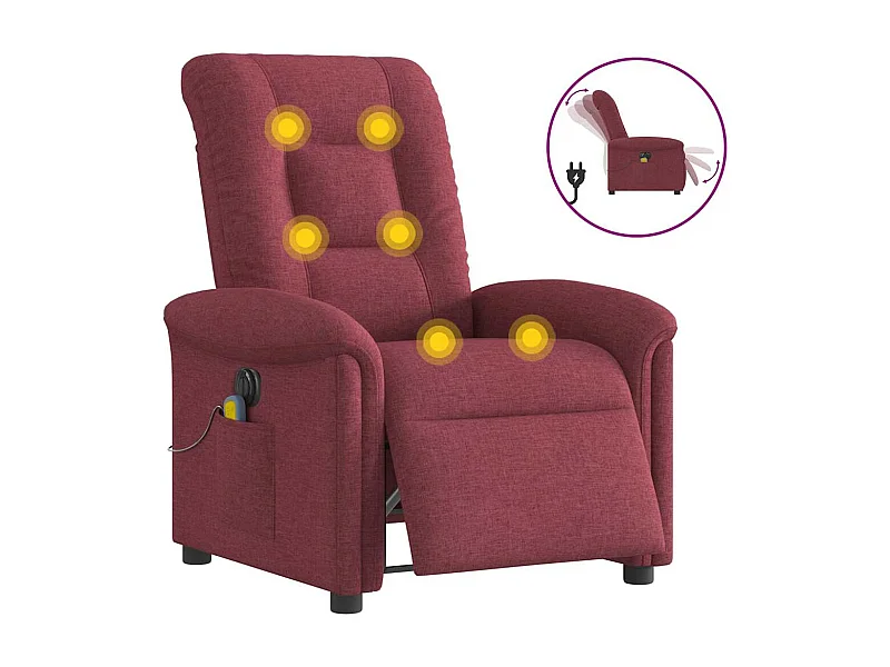 Fauteuil de massage inclinable électrique Rouge bordeaux Tissu