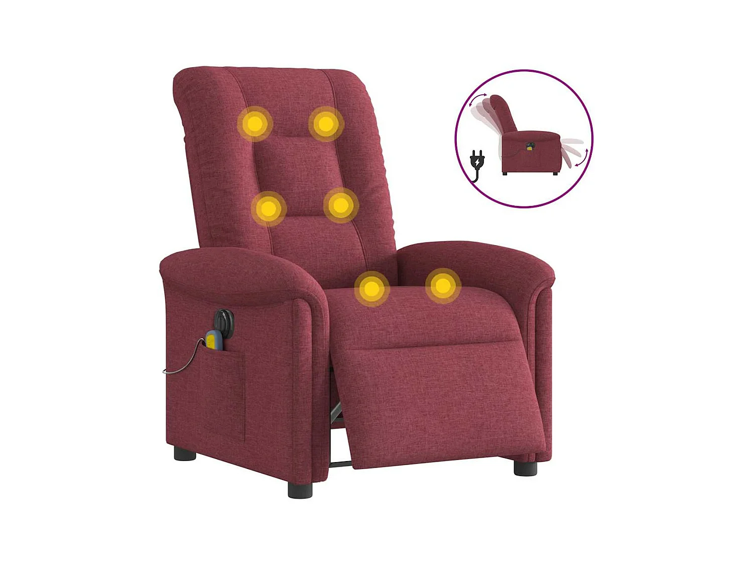 Fauteuil de massage inclinable électrique Rouge bordeaux Tissu