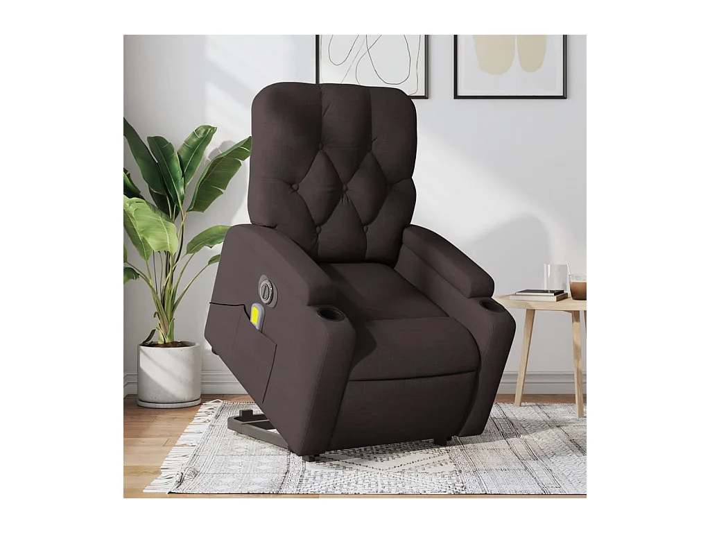 Fauteuil inclinable de massage électrique Marron foncé Tissu