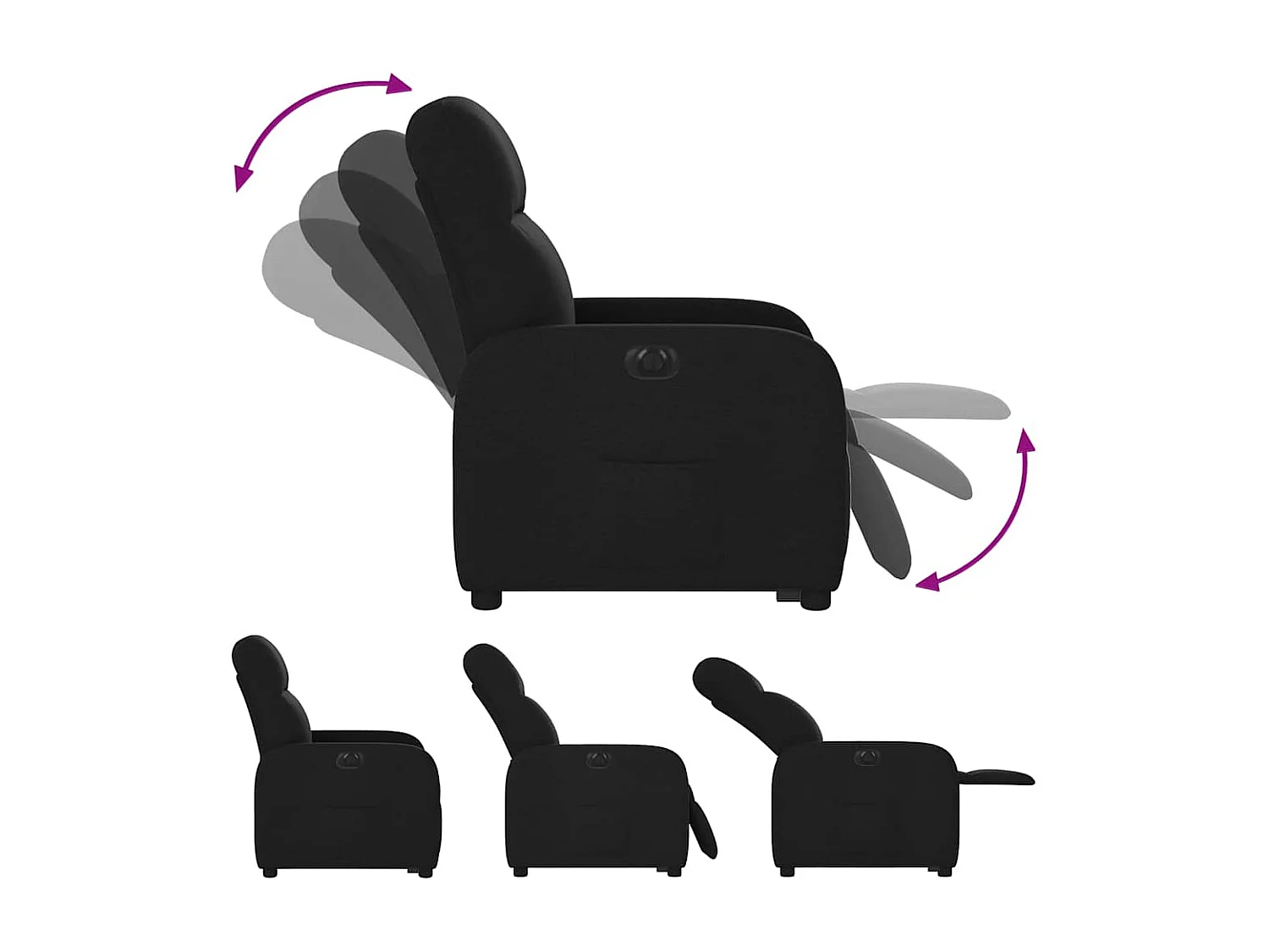 Fauteuil inclinable électrique noir tissu